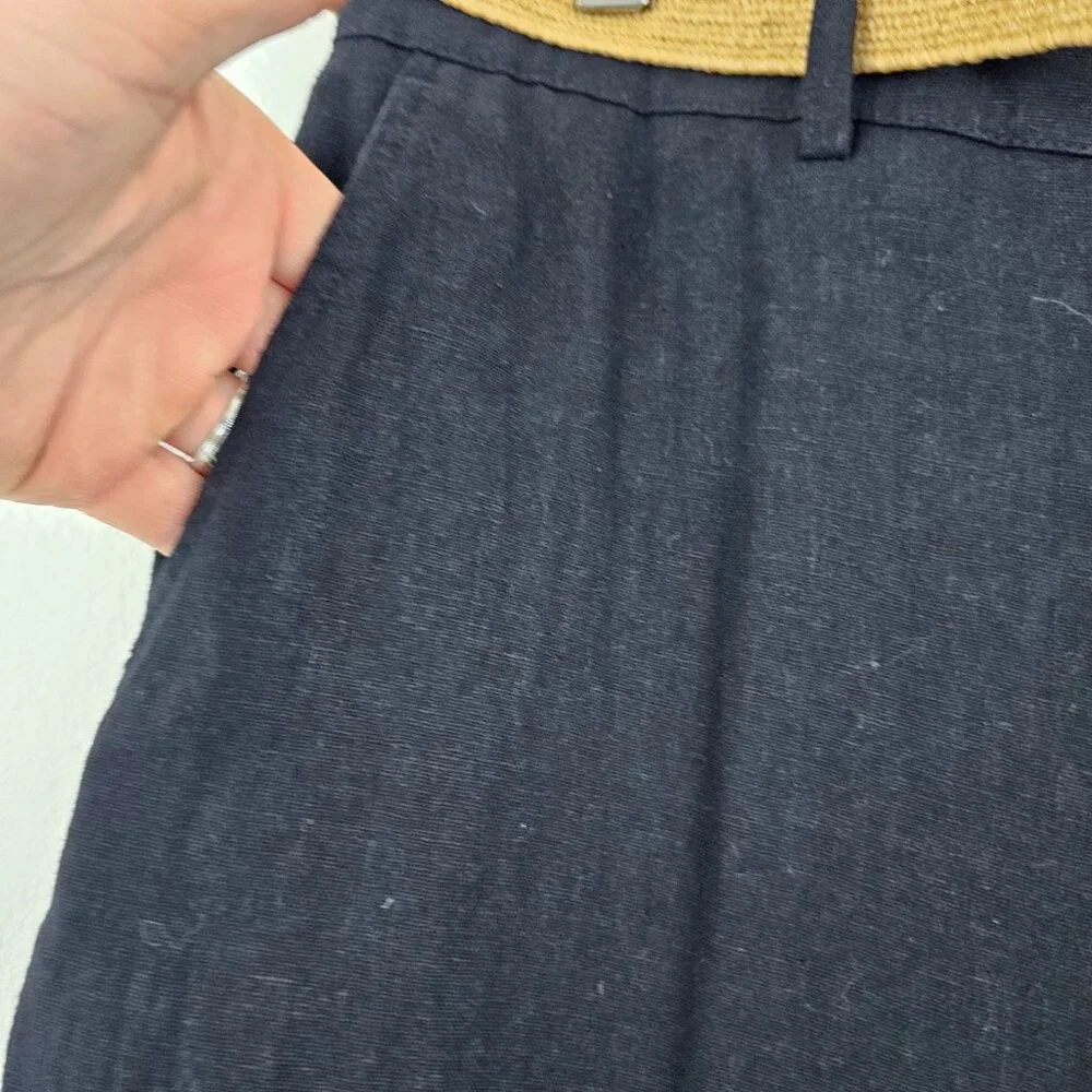 ZARA Womens Sz 10 Linen Blend Straight Leg Pants Office Siren Casual Work NWT